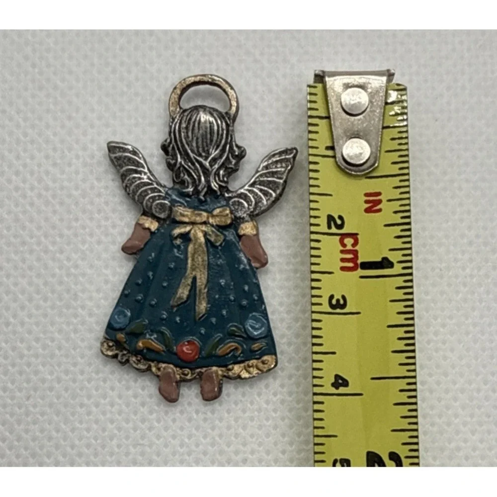 German Pewter Angel Ornament Hand Painted Kuhn Zinn
